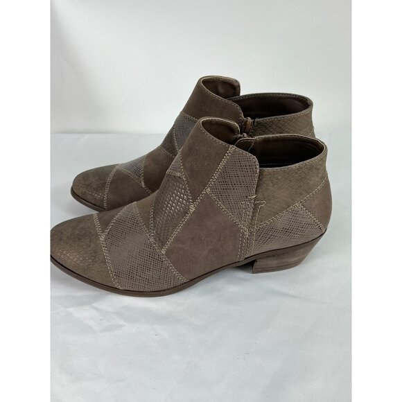Womens Patchwork Brown Ankle Booties 9.5M Bass-Nina Zipper Closure Low Heel All - Picture 3 of 6